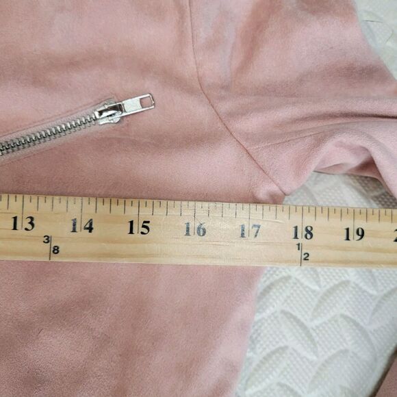Pixley Faux Suede Motorcycle Jacket Womens Small Pink Twee Rock And Roll K Pop - Picture 9 of 12